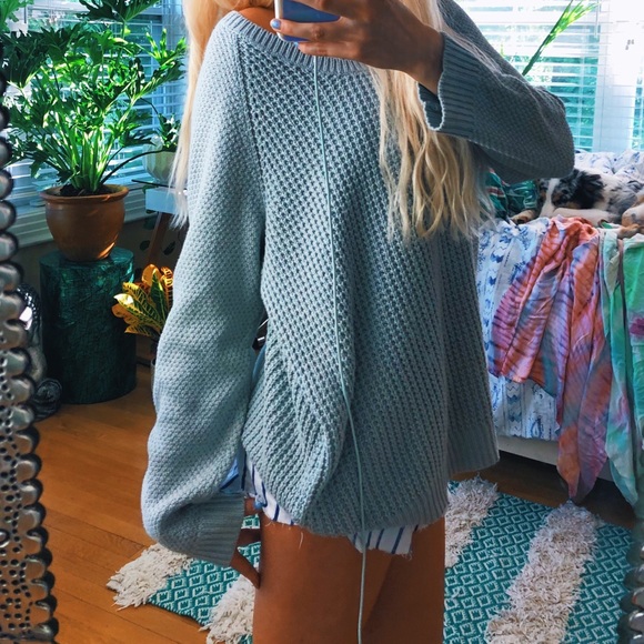Sweaters - milky grey waffle knit oversized sweater